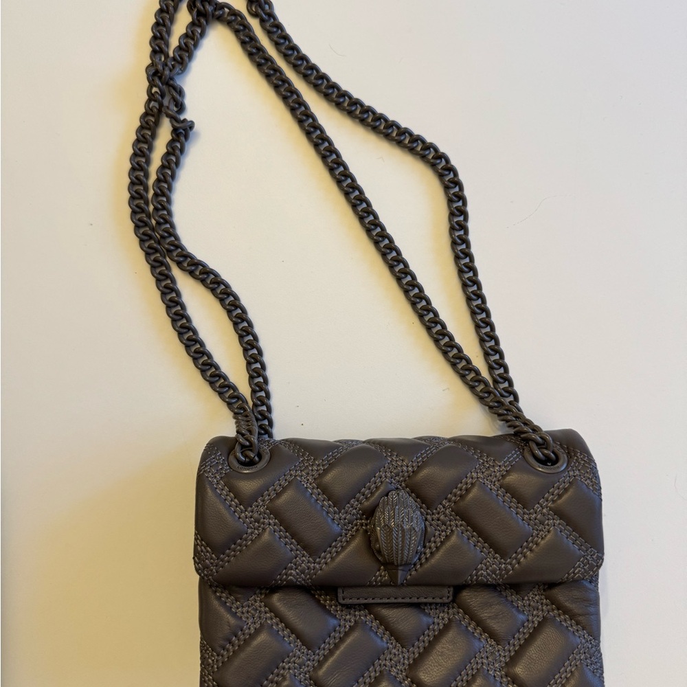 Kurt Geiger Slate Gray Quilted Crossbody Bag